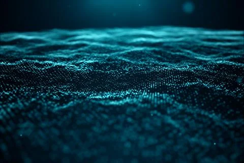 Abstract data technology. Digital landscape with particles, dots. Cyberspace Stock Illustration