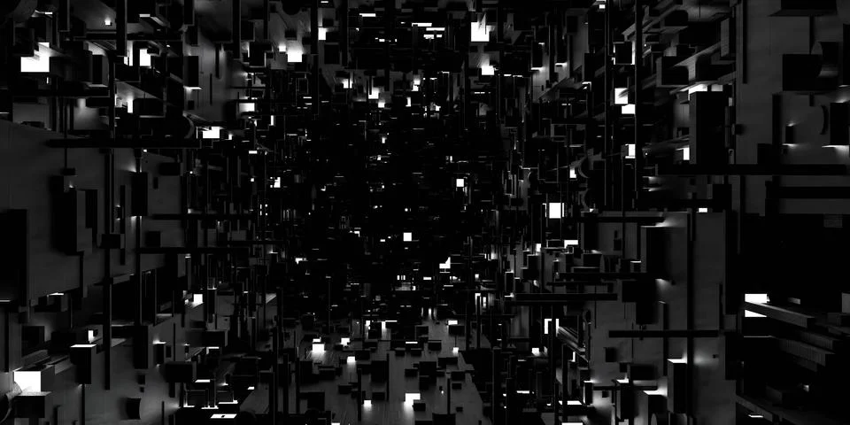 Abstract data technology science computer surface 3d render illustration Stockillustratie