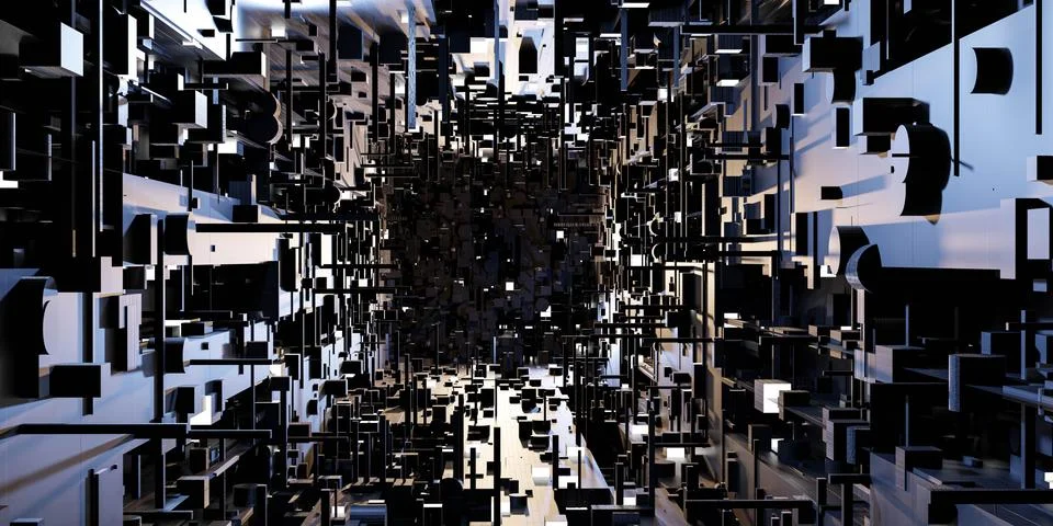 Abstract data technology science computer surface 3d render illustration Illustrazione stock