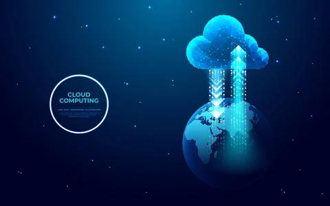 Abstract data transfer cloud computing technology concept. Illustrazione stock