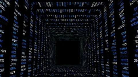 Abstract data tunnel blue background with hexadecimal and program code Stock Footage 327577204