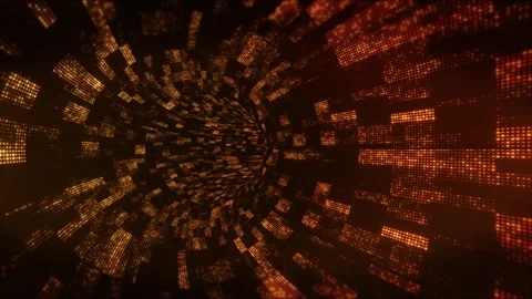 Abstract Data Tunnel Flow Digital Speed Light Technology data blocks flowing inw Stock-Footage 341906512
