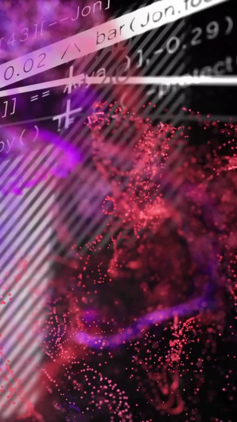 Abstract data visualization and graph animation over colorful particle cloud Video stock 320094006