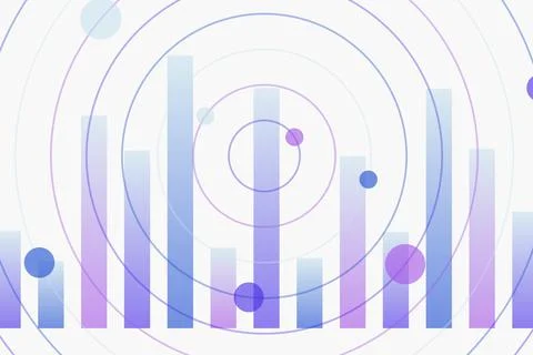 Abstract data visualization with bars and circles in blue Stock Photos