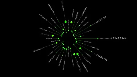 Abstract data visualization with circular pattern and numbers digital display Stock Footage 327593780