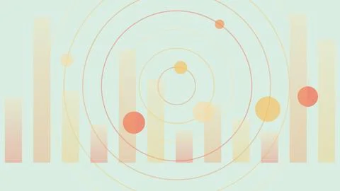 Abstract data visualization with colorful bar and circle charts Stock Illustration