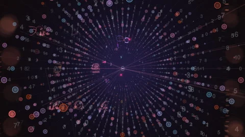 Abstract Data Visualization, Concentric Light Rays of Numeric Particles Stock-Footage 320396400