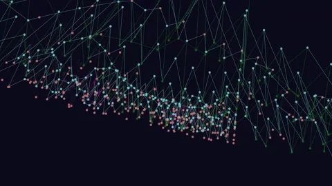 Abstract Data Visualization: Connecting Dots and Lines in 3D Space Stock Footage 332497355