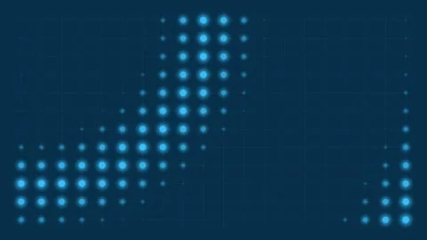 Abstract data visualization with a curved pattern of glowing blue dots 库存影片 336263600