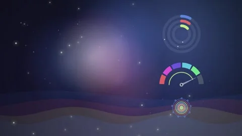 Abstract data visualization dashboard with futuristic ui hud elements on co.. Stock Footage 348169419