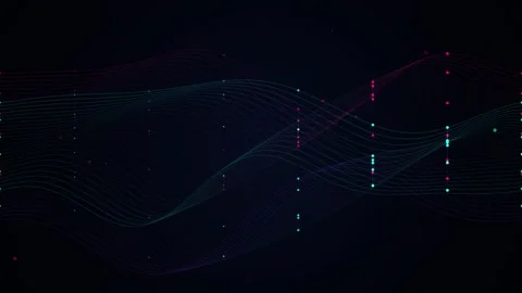 Abstract Data Visualization with Flowing Neon Lines and Glowing Digital Par.. Stock Footage 347303239