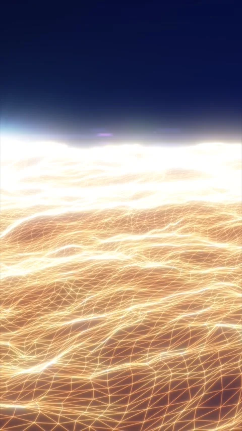 Abstract data visualization forms luminous waves of golden light across dar.. Stock Footage 347267518