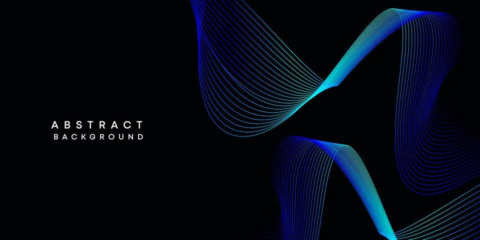Abstract data visualization geometric dark blue gradient waving lines background Illustrazione stock