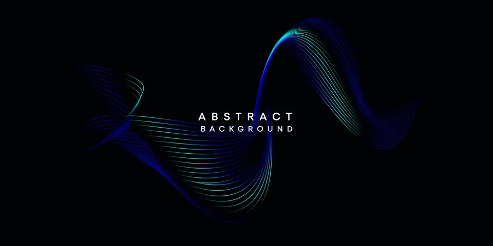 Abstract data visualization geometric dark blue gradient waving lines background Stock Illustration