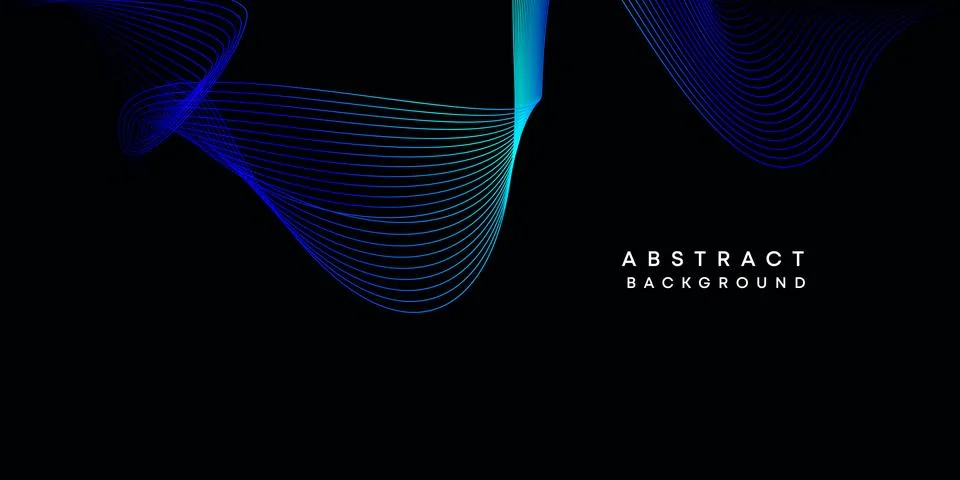 Abstract data visualization geometric dark blue gradient waving lines background Stock Illustration