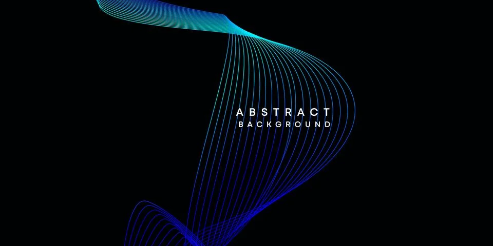 Abstract data visualization geometric dark blue gradient waving lines background Stock Illustration
