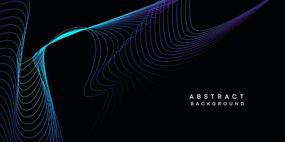 Abstract data visualization geometric dark blue gradient waving lines background Stock Illustration