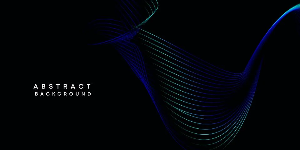 Abstract data visualization geometric dark blue gradient waving lines background Illustrazione stock