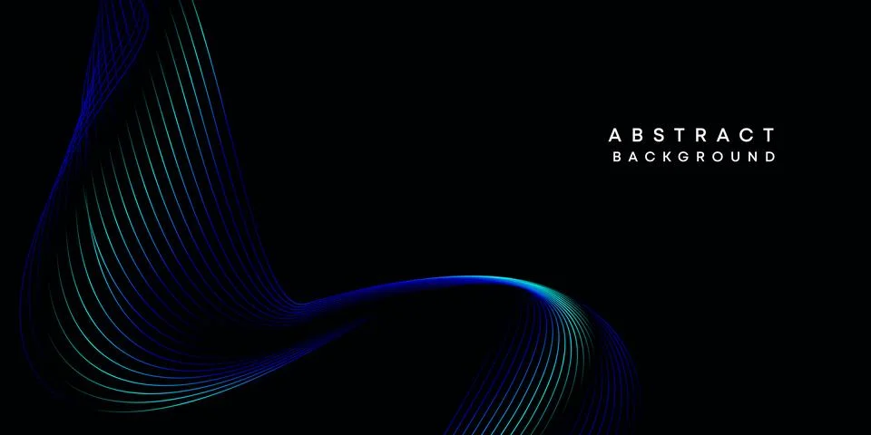 Abstract data visualization geometric dark blue gradient waving lines background Stock Illustration