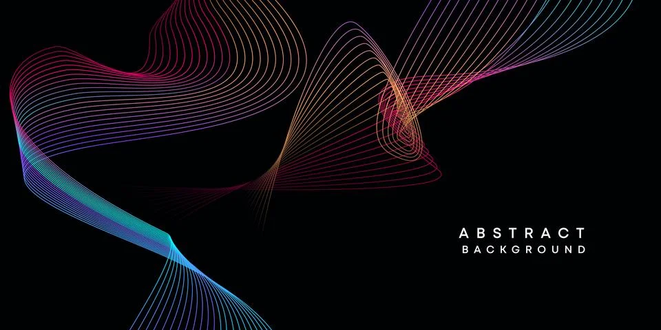 Abstract data visualization geometric dark blue gradient waving lines background Stock Illustration