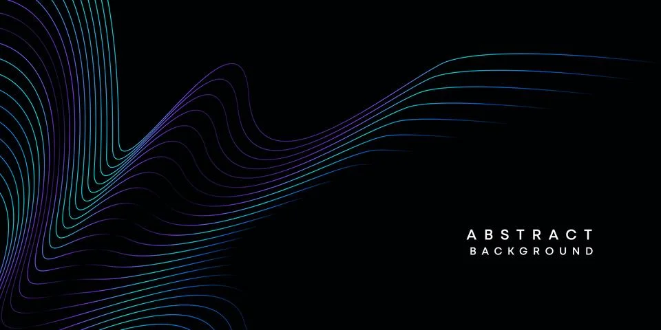 Abstract data visualization geometric dark blue gradient waving lines background Stock Illustration