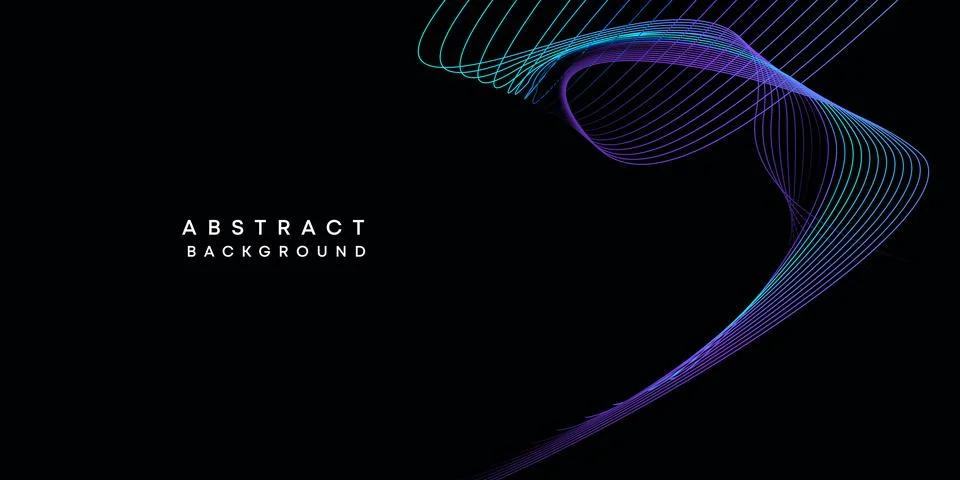 Abstract data visualization geometric dark blue gradient waving lines background Stock Illustration