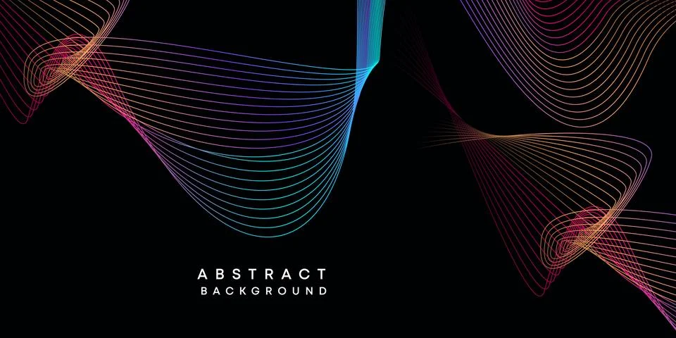 Abstract data visualization geometric dark blue gradient waving lines background Stock Illustration