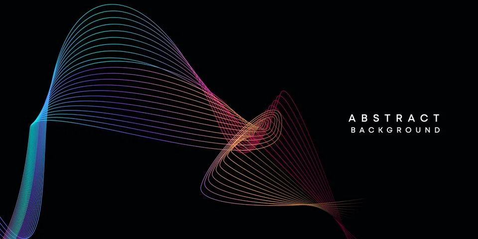 Abstract data visualization geometric dark blue gradient waving lines background Stock Illustration