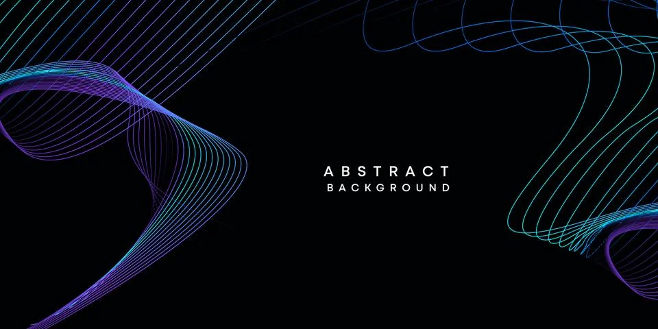 Abstract data visualization geometric dark blue gradient waving lines background Stock Illustration