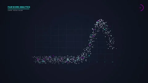 Abstract data visualization: glowing particles forming a curve on a dark grid Stock-Footage 348792883