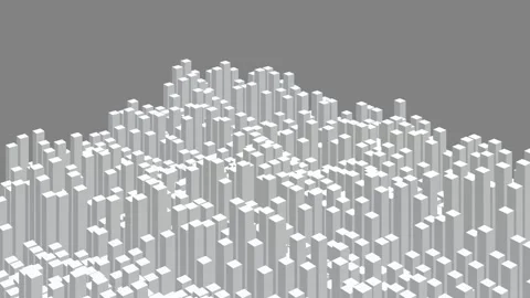 Abstract data visualization, loopable 3D bar chart animation, white rectangular Stock Footage 343876057