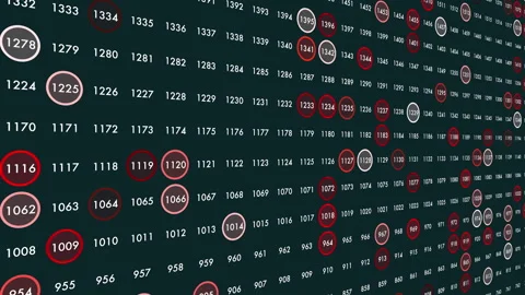 Abstract data visualization with numbered circles and network pattern on dark Stock Footage 333149849