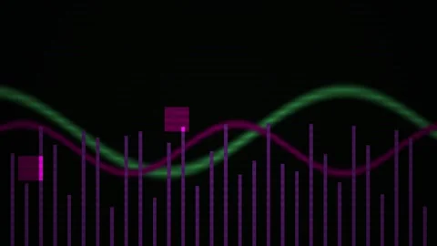 Abstract Data Visualization with Oscillating Waves and Bar Graph. Stock Footage 333912138