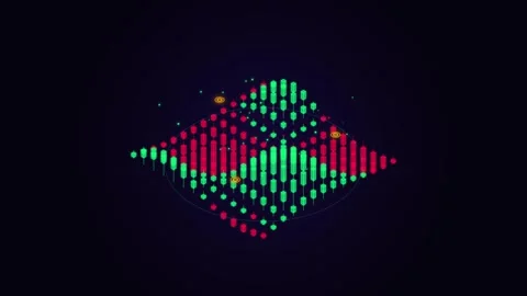Abstract data visualization showing fluctuating stock market patterns on da.. 스톡 동영상 342279029