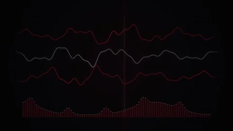 Abstract data visualization showing fluctuating red and white digital wave .. Stock Footage 347465042