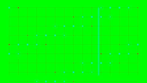 Abstract data visualization showing horizontal lines with colored dots on gre Stock Footage 340903504