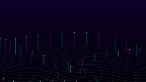 Abstract data visualization showing pulsating light beams on grid dark blue.. Stock Footage 346973782