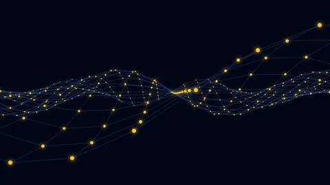 Abstract data wave animation with glowing nodes and grid Stock Footage 344752151