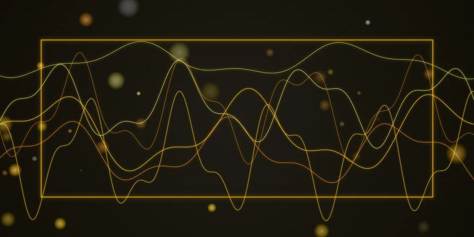 Abstract data wave lines on a dark background 库存插图