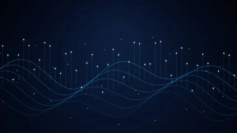 Abstract data wave motion background with glowing blue lines and digital dots Stock Footage 346779524