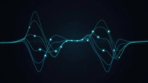 Abstract data wave motion with digital dots glowing on dark blue background.. Stock-Footage 346771092