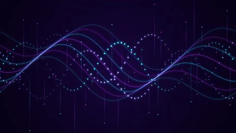 Abstract data wave motion with glowing particles and smooth lines digital g.. Stock Footage 346973043