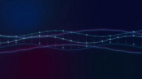 Abstract data wave motion graphic with glowing lines and digital grid Stock Footage 346735831