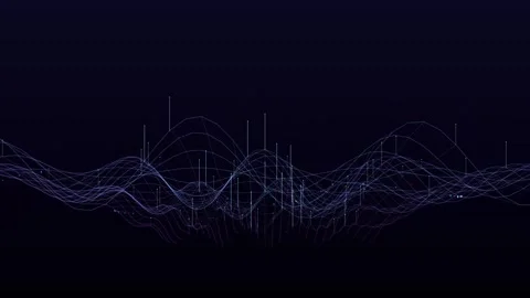 Abstract data wave motion with particle connections on dark blue digital ba.. Stock Footage 346973746