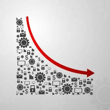 Abstract decline graph arrow with communication icons Abstract decline gra... Stock Photos