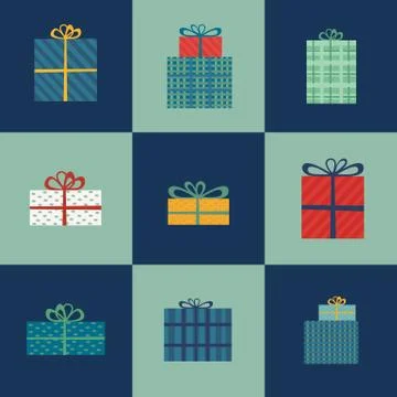 Abstract decorated boxes Stock Illustration