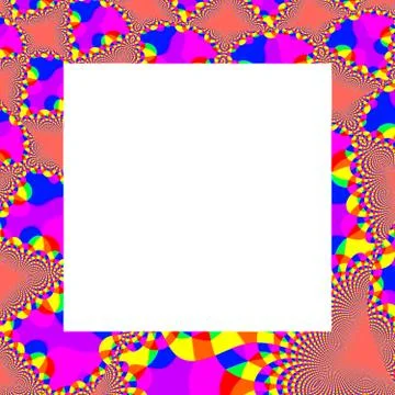 Abstract decorative fractal rainbow pattern on square frame Stock Illustration