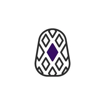 Abstract decorative gem shape with geometric pattern in black, white and pu.. Stock Illustration