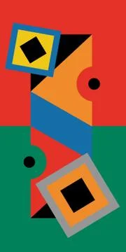 Abstract decorative geometric composition in red-green Stock Illustration