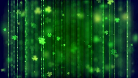 Abstract Decorative Green Blurry Three Leaf Clovers Bokeh Thread Curtain Lines Video stock 168883832